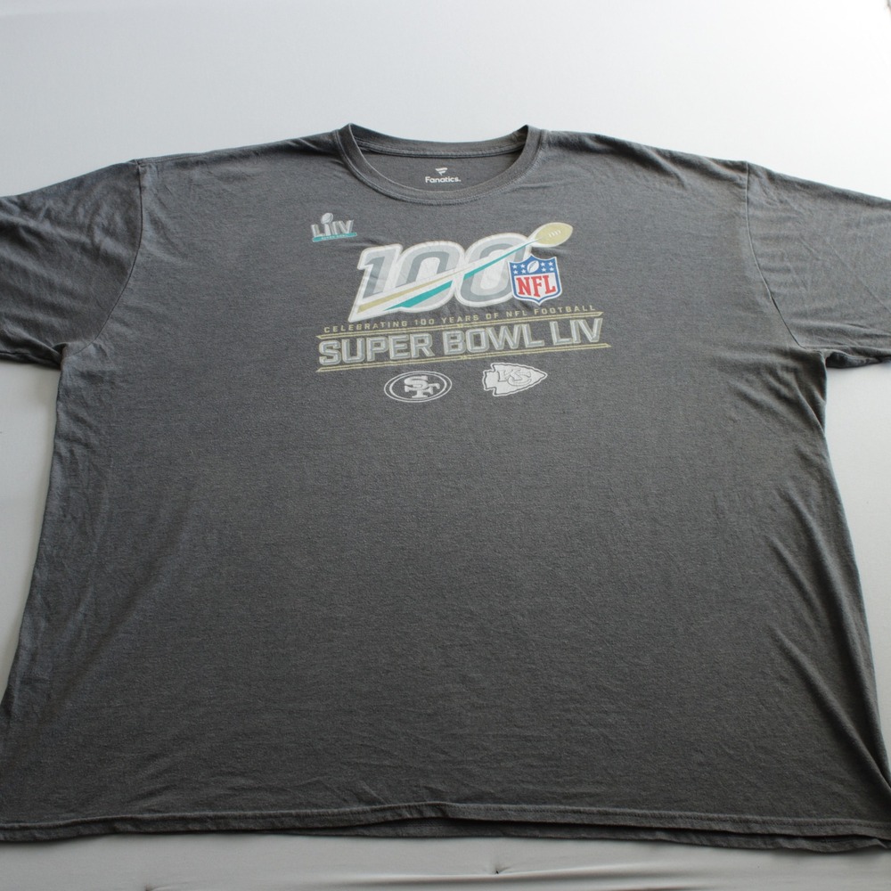 Fanatics NFL Super Bowl LIV 100 Years Champ T-Shirt Mens 4XL Grey 49ers KC Sport